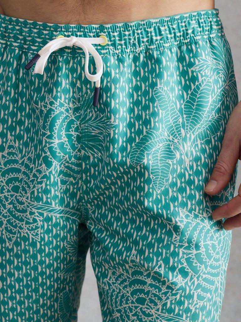 Ventnor Palm Geo Swimshort in GREEN PR - MODEL DETAIL