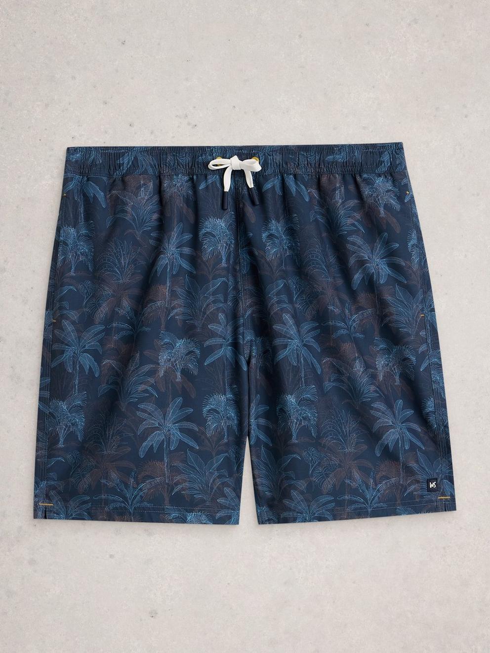 Ventnor Palm Swimshort in NAVY PR - FLAT FRONT
