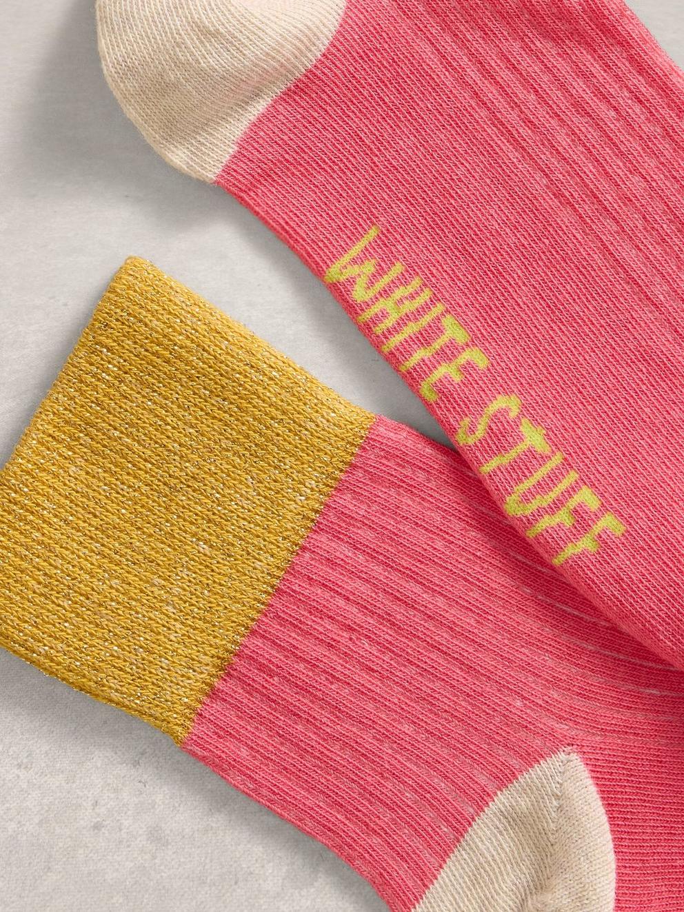 Sparkle Print Ankle Socks in PINK MLT - FLAT DETAIL