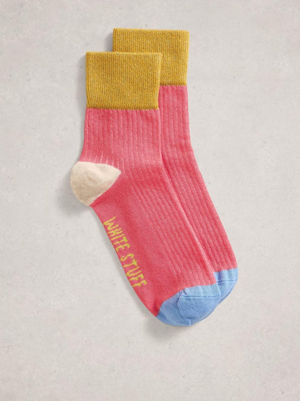 Sparkle Print Ankle Socks in PINK MLT - FLAT FRONT