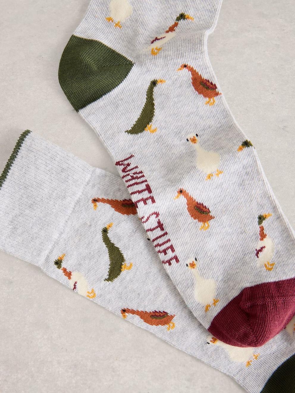 Duck Ankle Sock in LGT GREY - FLAT DETAIL