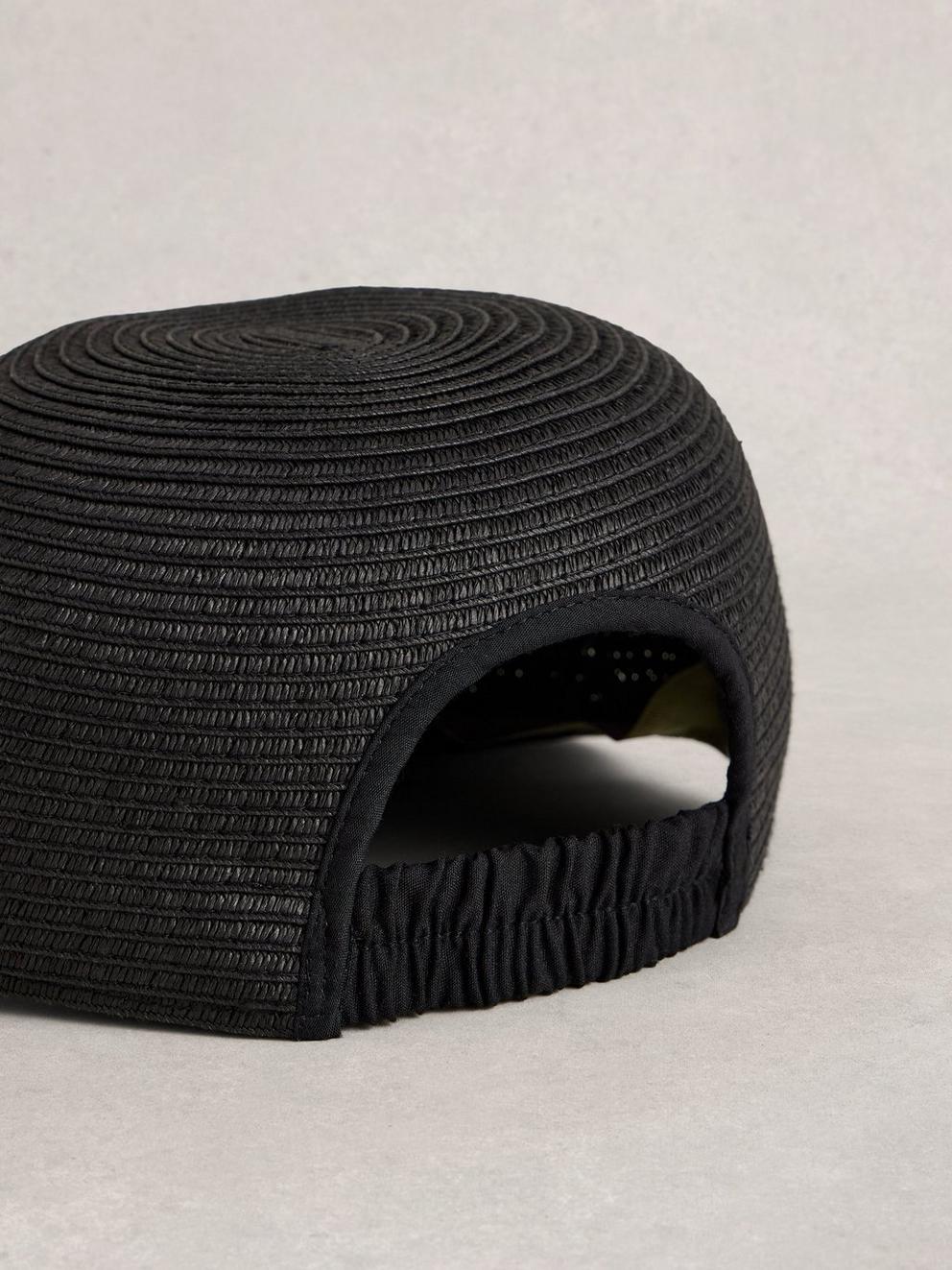 Woven Cap in PURE BLK - FLAT DETAIL