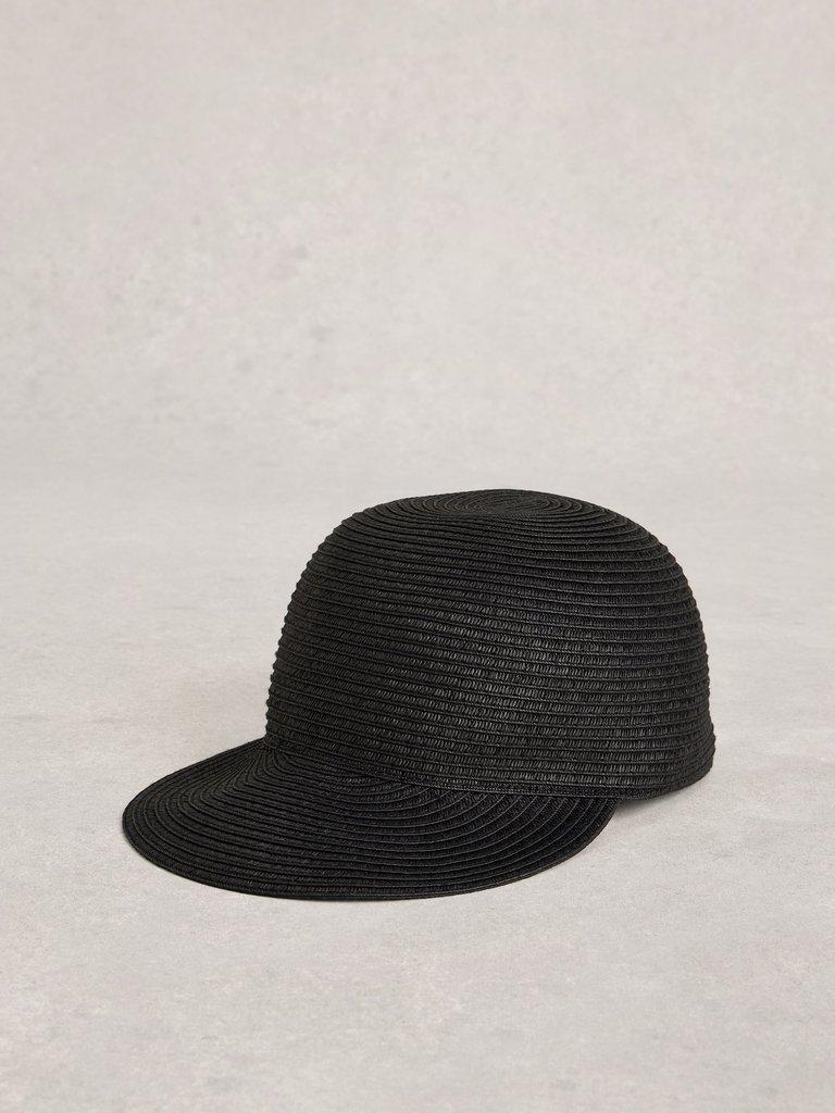 Woven Cap in PURE BLK - FLAT FRONT
