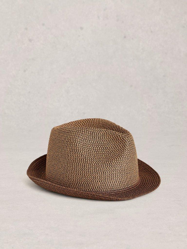 Trilby Textured Hat in DK NAT - FLAT FRONT