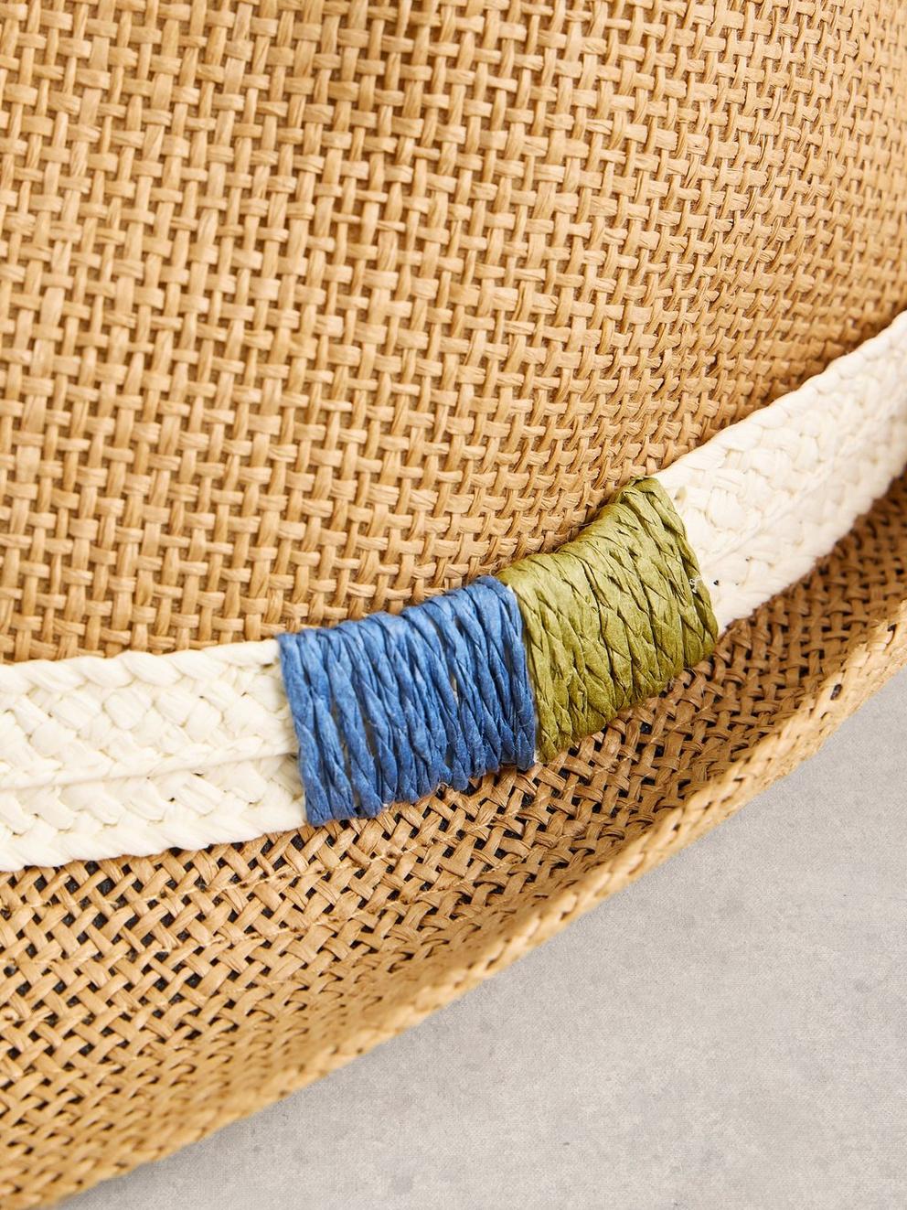 Trilby Textured Hat in LGT NAT - FLAT DETAIL
