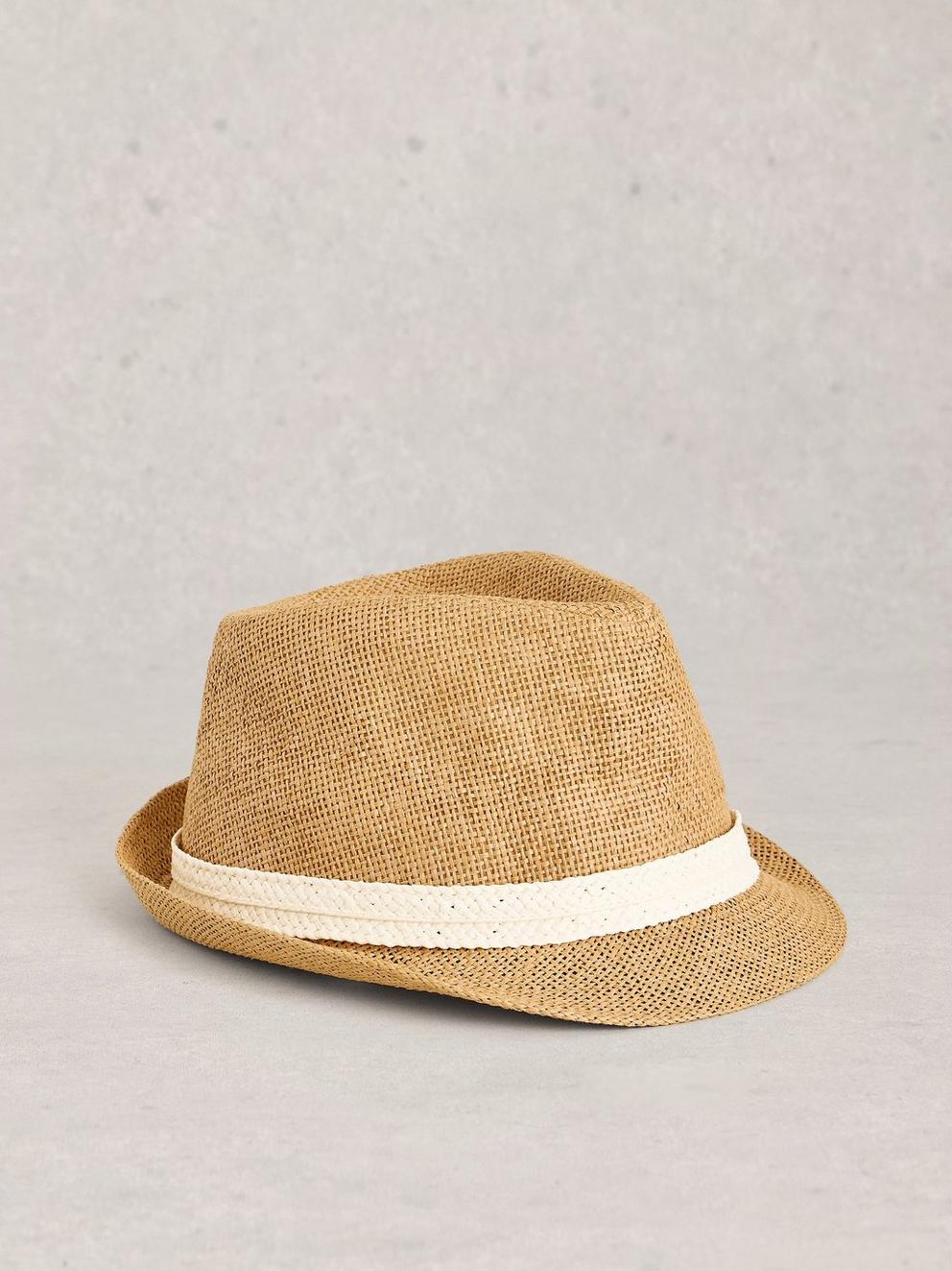 Trilby Textured Hat in LGT NAT - FLAT FRONT