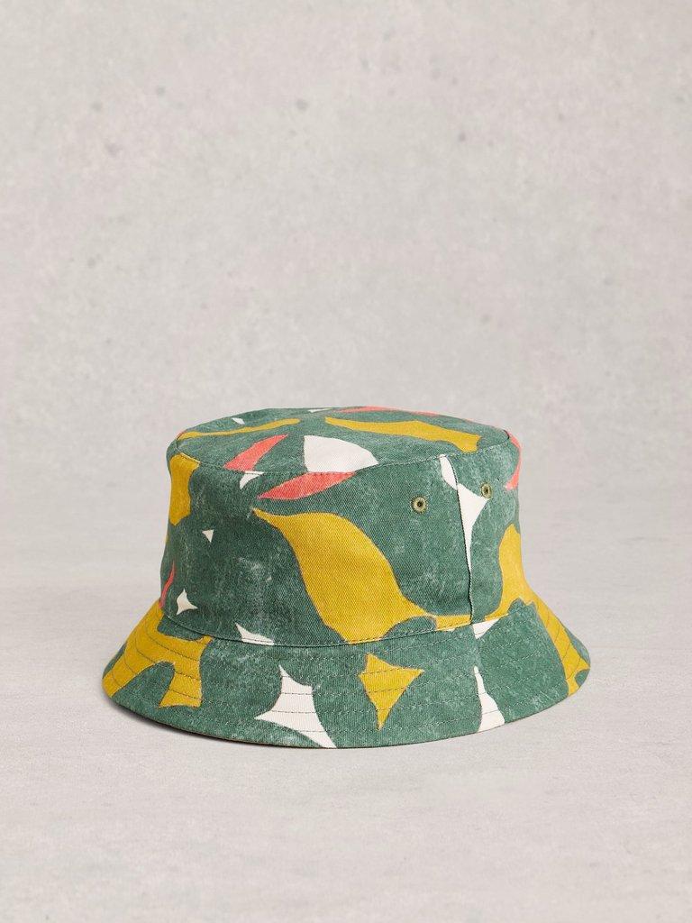 Reversible Print Bucket Hat in GREEN MLT - FLAT FRONT