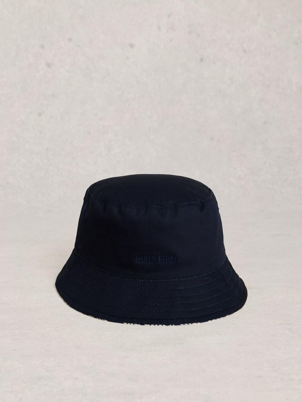 Reversible Print Bucket Hat in NAVY MULTI - FLAT BACK