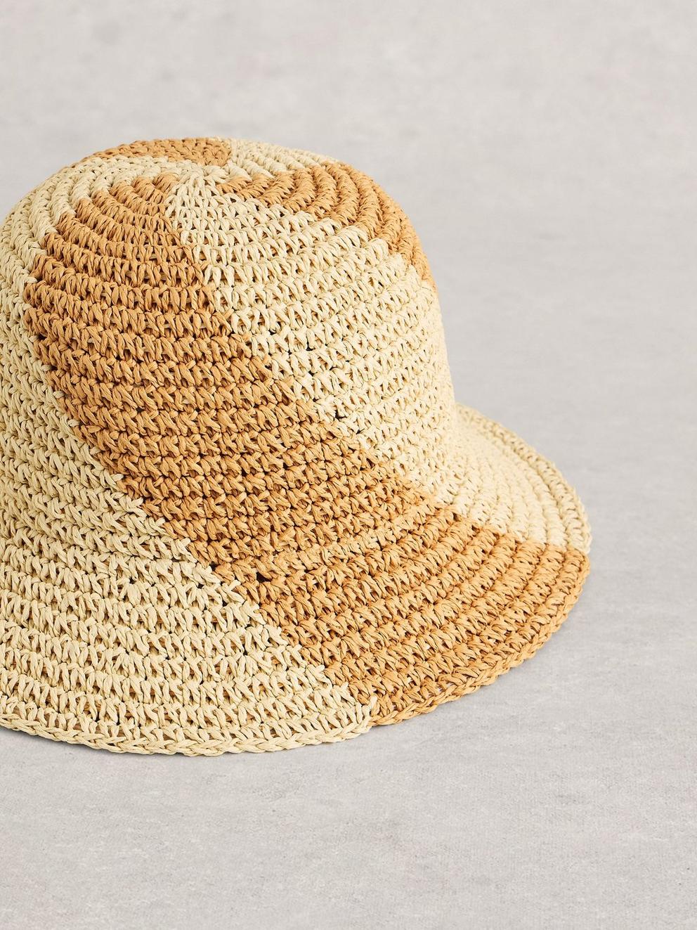 Crochet Swirl Bucket Hat in NAT MLT - FLAT DETAIL