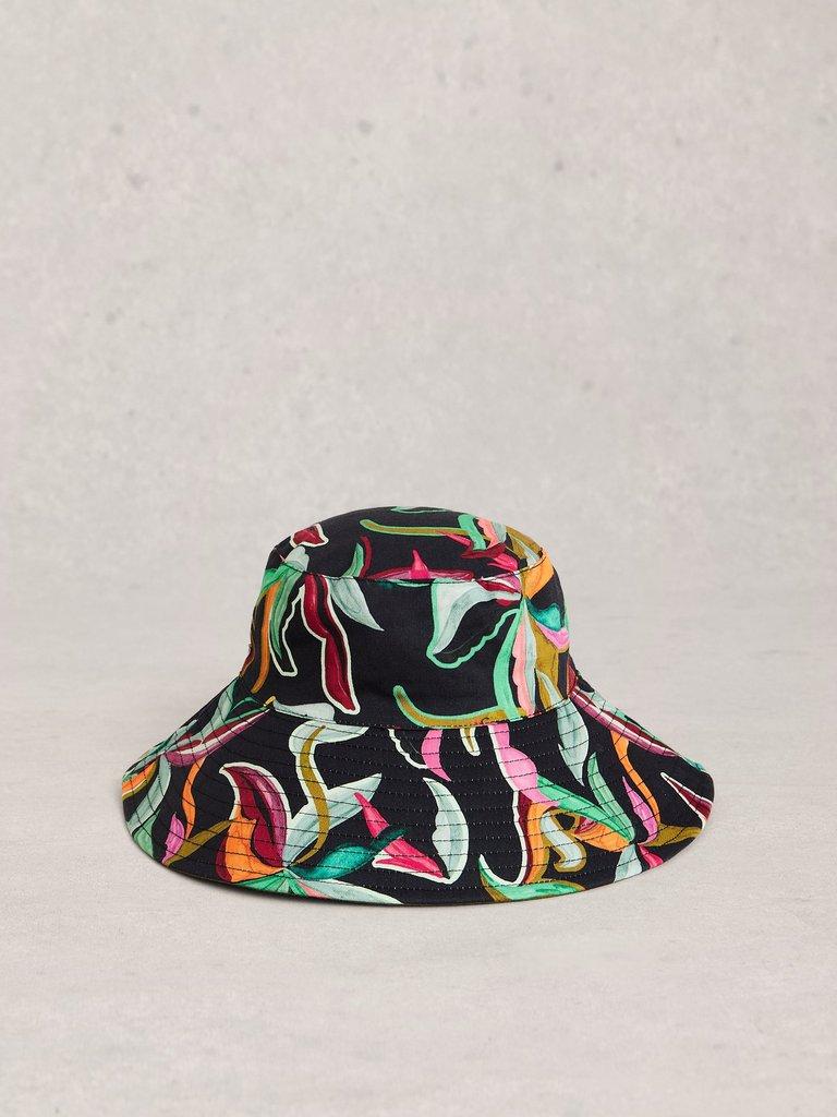 Reversible Printed Bucket Hat in GREEN MLT - FLAT BACK