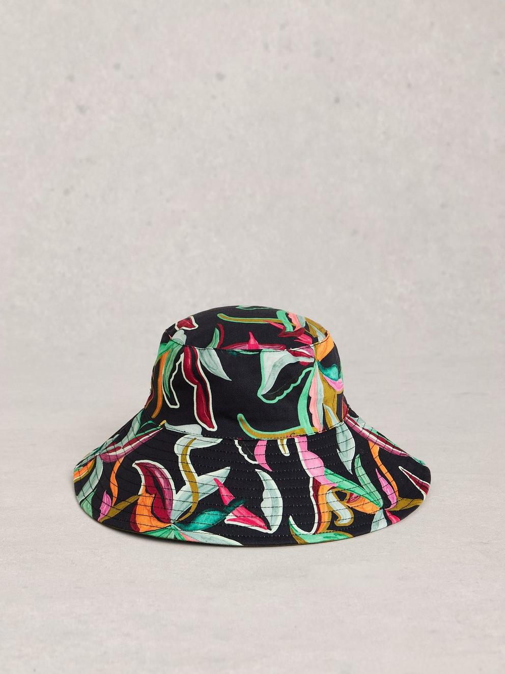 Reversible Printed Bucket Hat in GREEN MLT - FLAT BACK