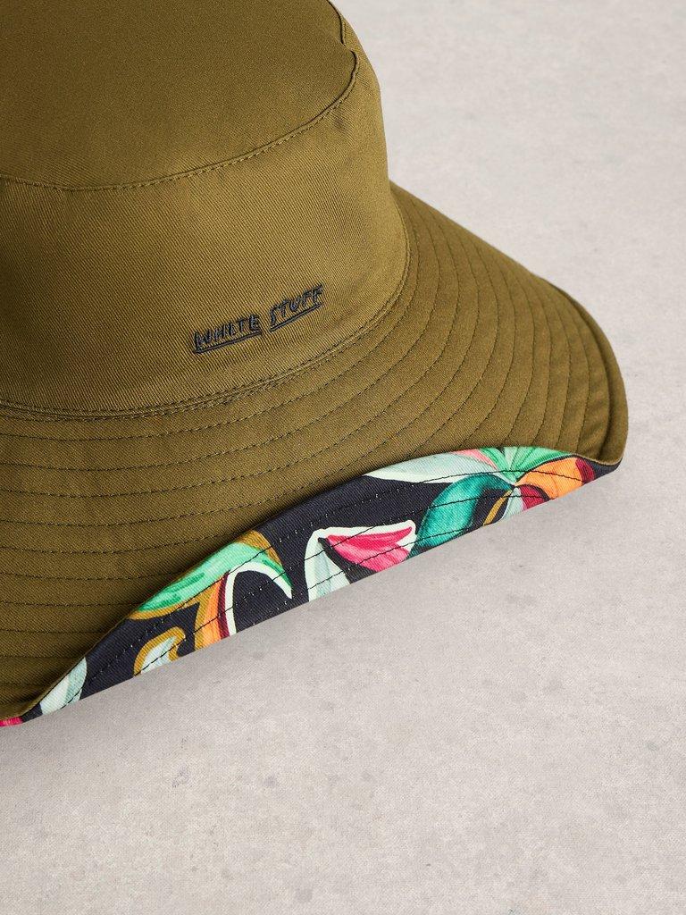 Reversible Printed Bucket Hat in GREEN MLT - FLAT DETAIL