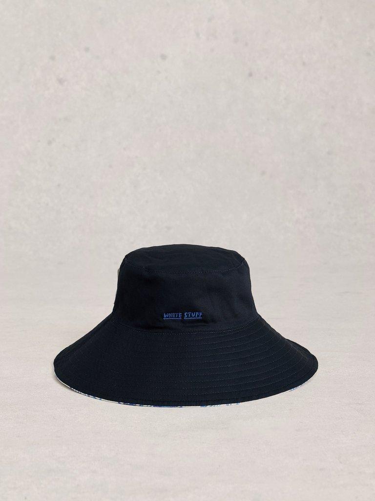 Reversible Printed Bucket Hat in NAVY MULTI - FLAT BACK