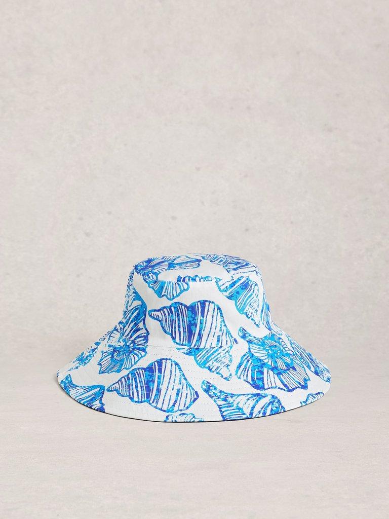 Reversible Printed Bucket Hat in NAVY MULTI - FLAT FRONT