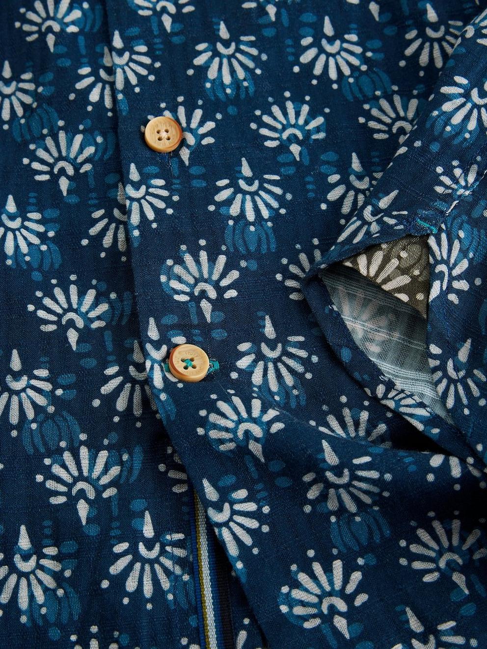 Finsbury SS Batik Print Shirt in NAVY PR - FLAT DETAIL