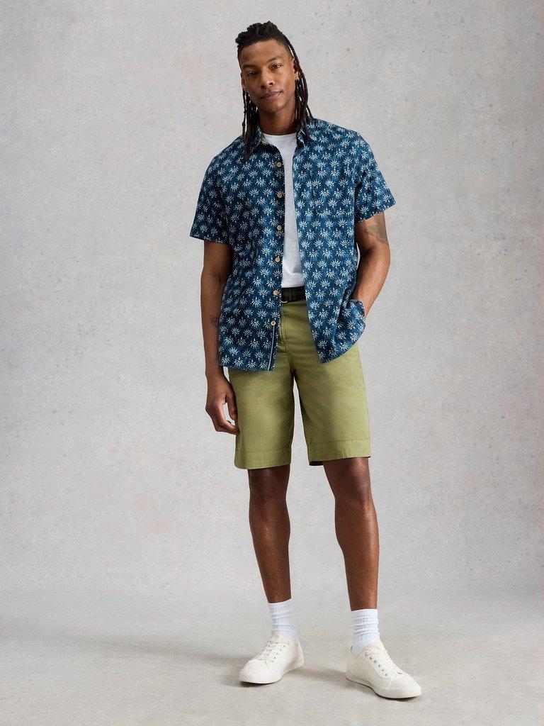Finsbury SS Batik Print Shirt in NAVY PR - MODEL FRONT