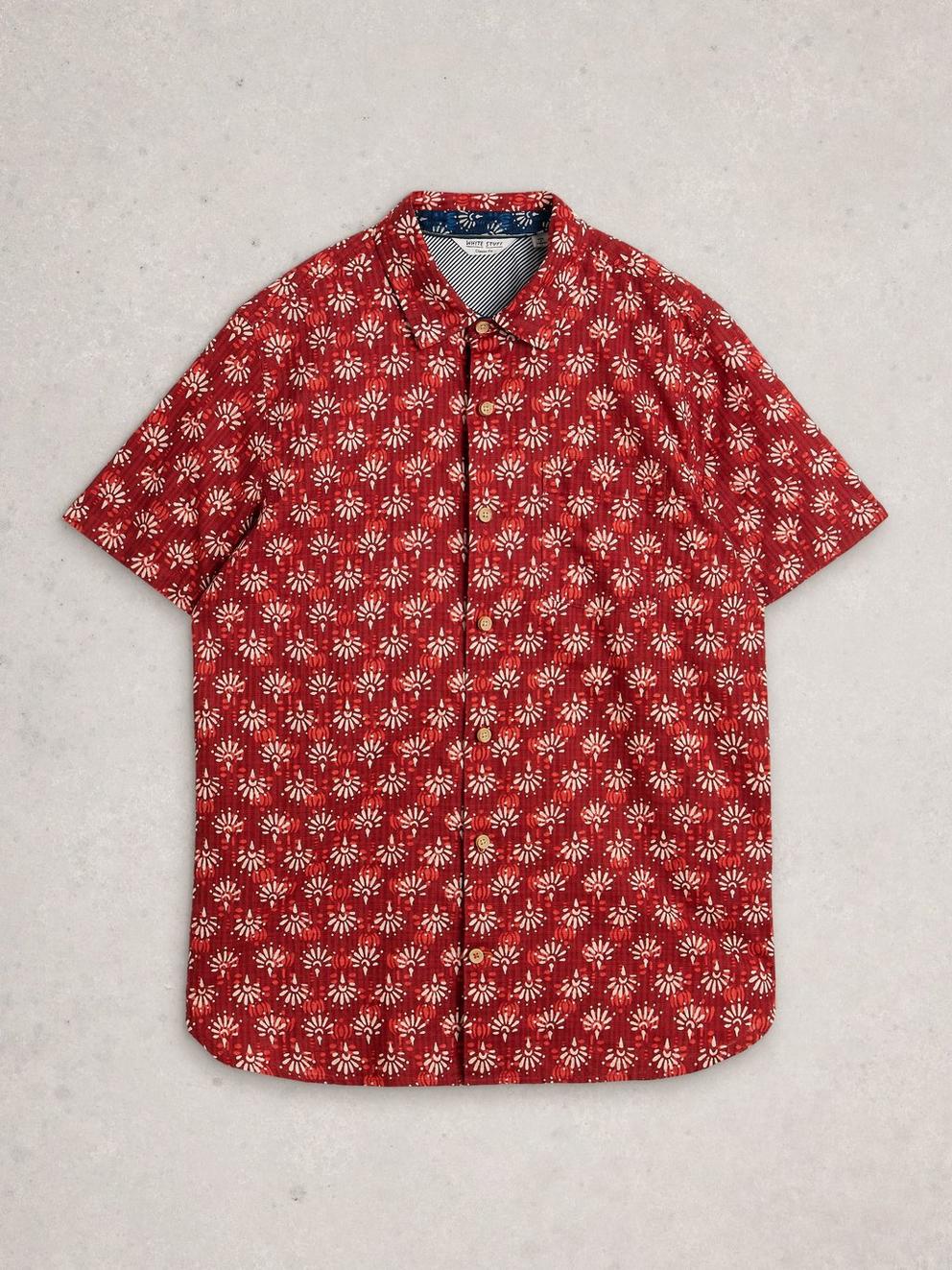 Finsbury SS Batik Print Shirt in RED PR - FLAT FRONT
