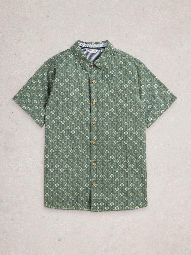 Finsbury SS Sun Print Shirt in GREEN PR - FLAT FRONT