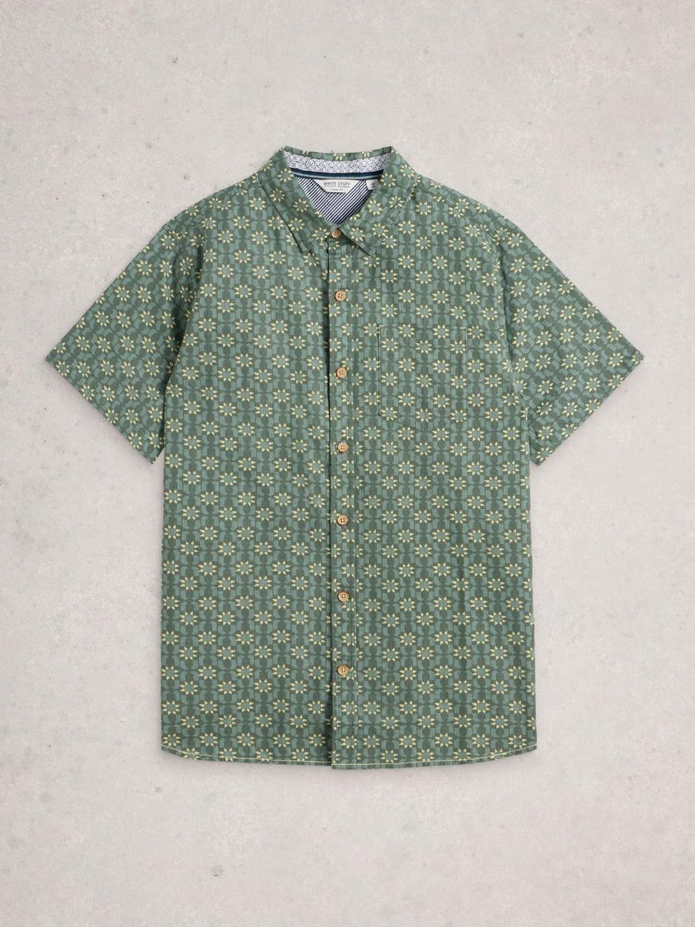 Finsbury SS Sun Print Shirt in GREEN PR - FLAT FRONT