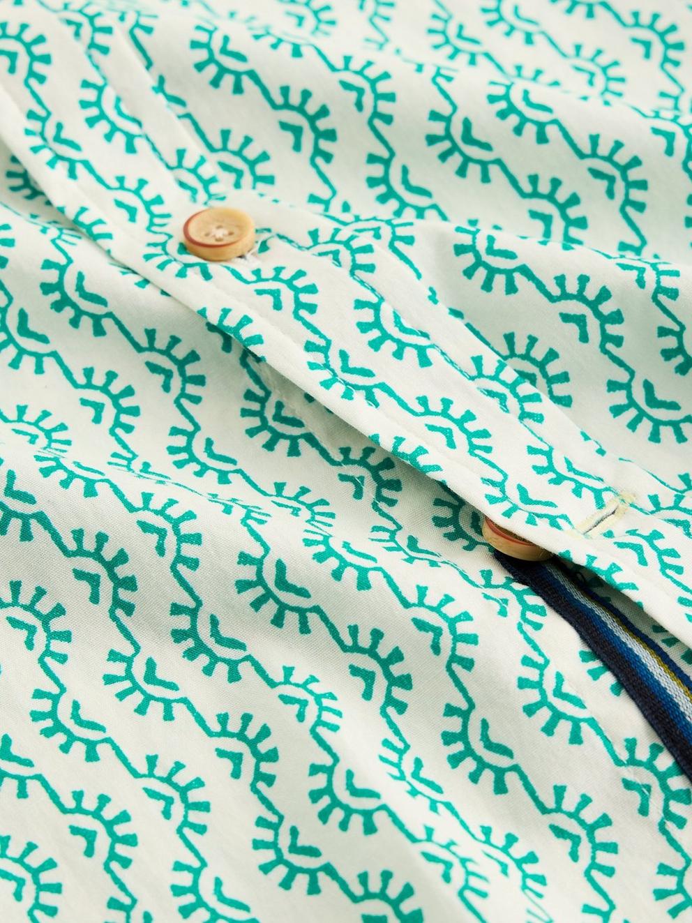 Salcombe SS Sunny Print Shirt in WHITE PR - FLAT DETAIL