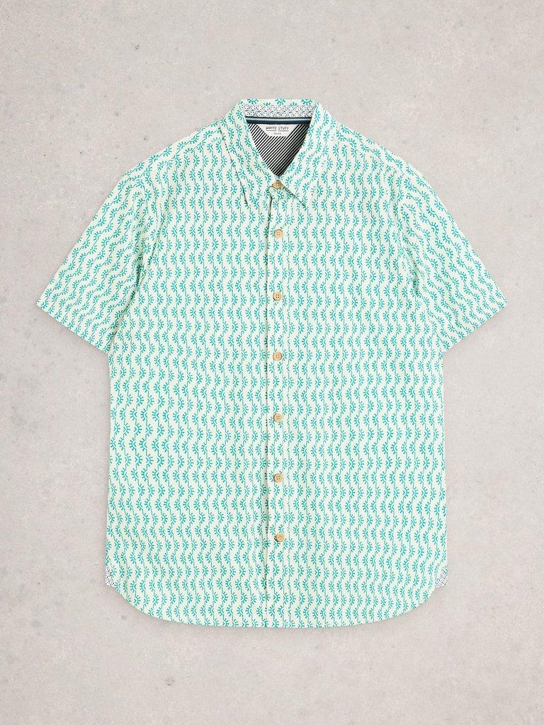 Salcombe SS Sunny Print Shirt in WHITE PR - FLAT FRONT