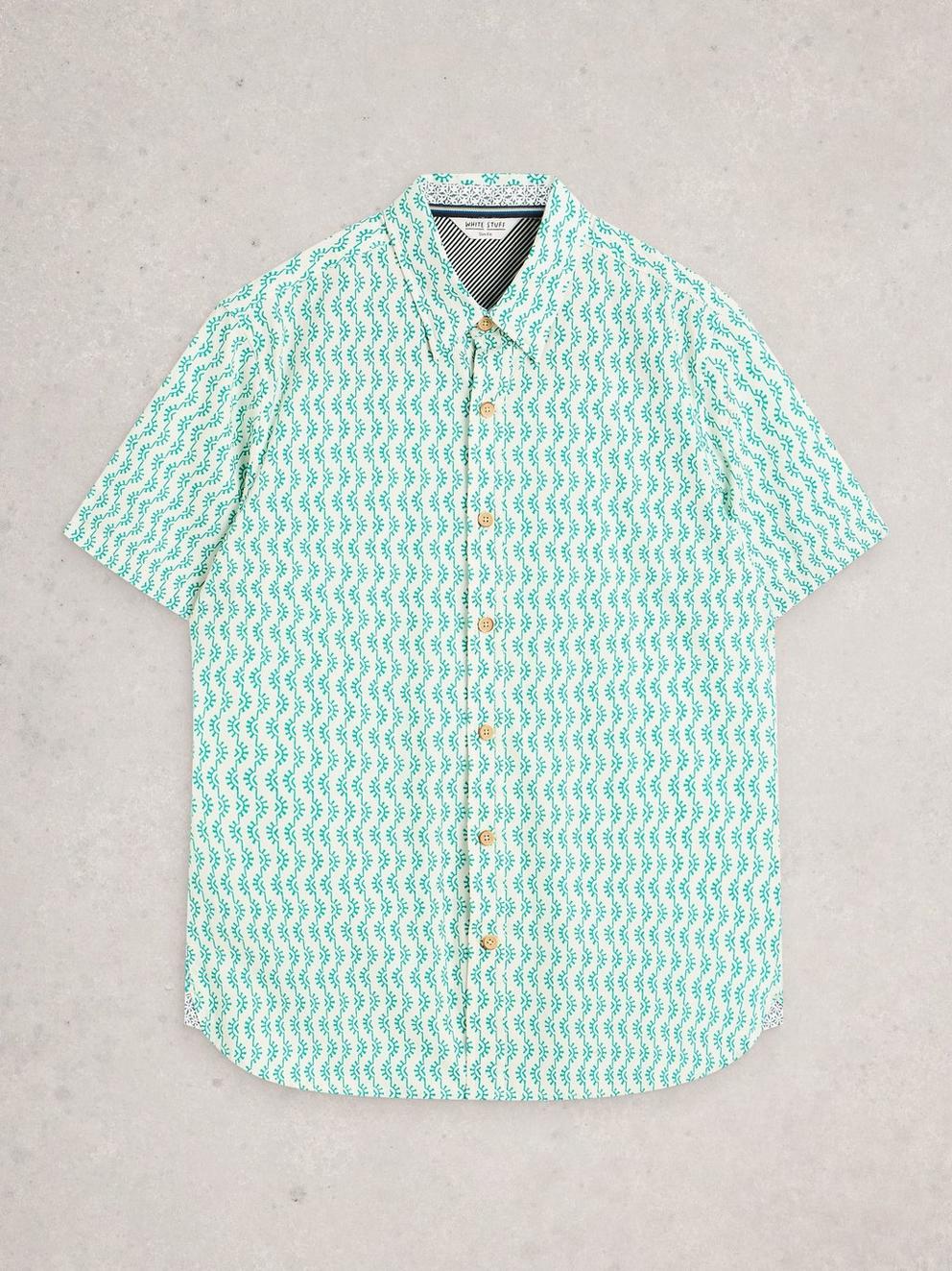 Salcombe SS Sunny Print Shirt in WHITE PR - FLAT FRONT