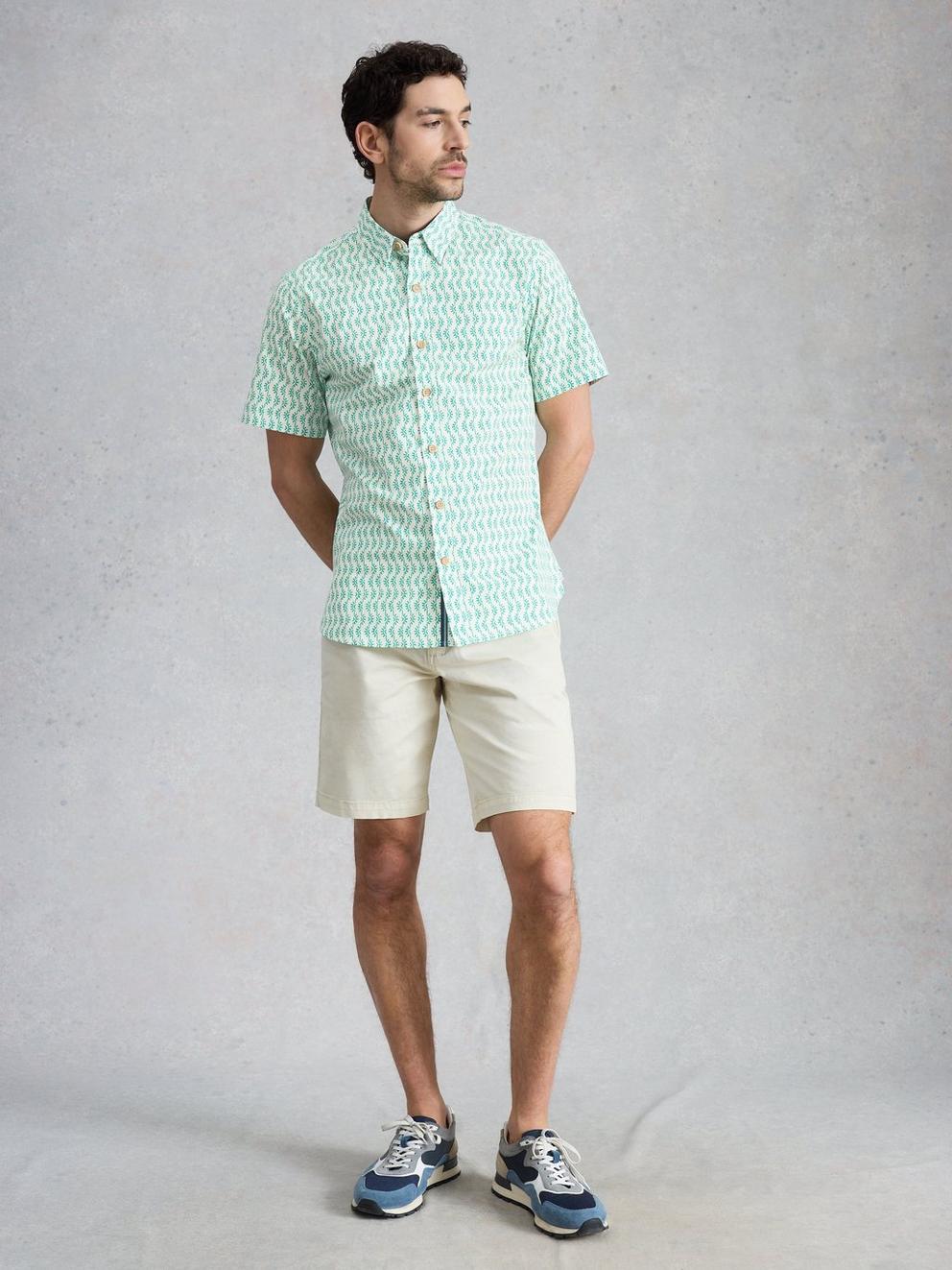 Salcombe SS Sunny Print Shirt in WHITE PR - MODEL FRONT