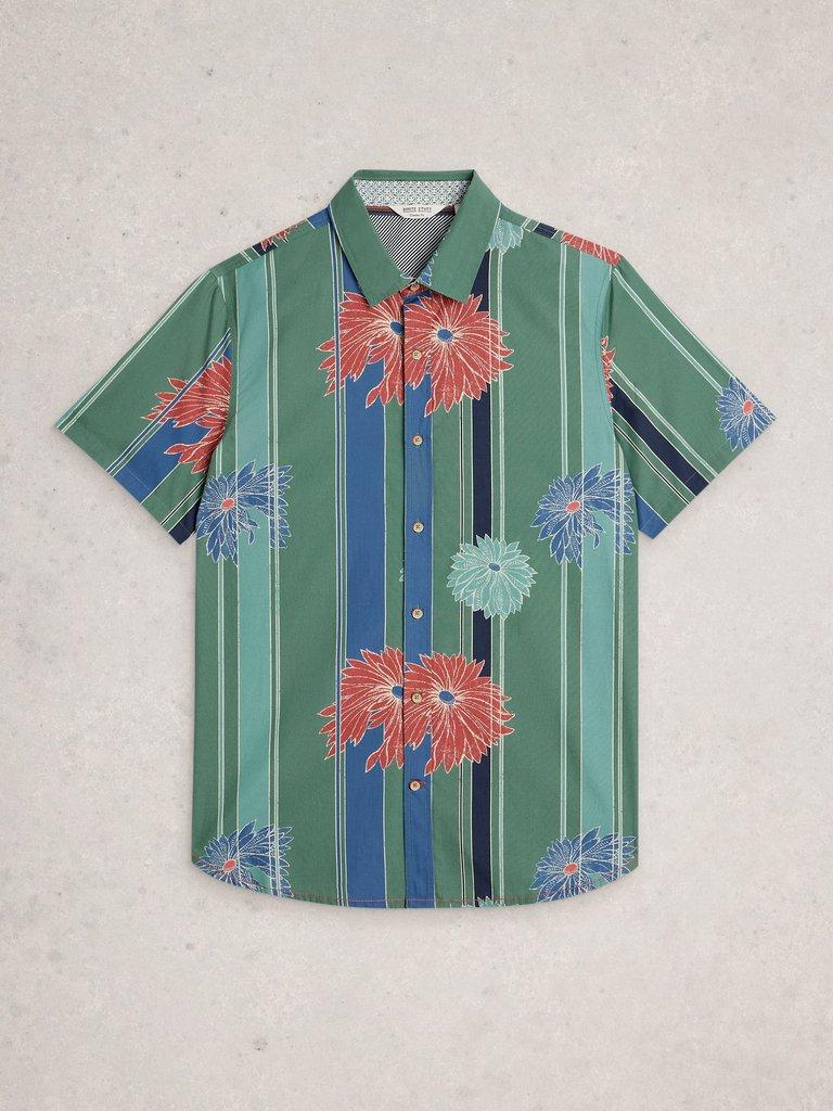 Finsbury SS Stripe Print Shirt in GREEN PR - FLAT FRONT
