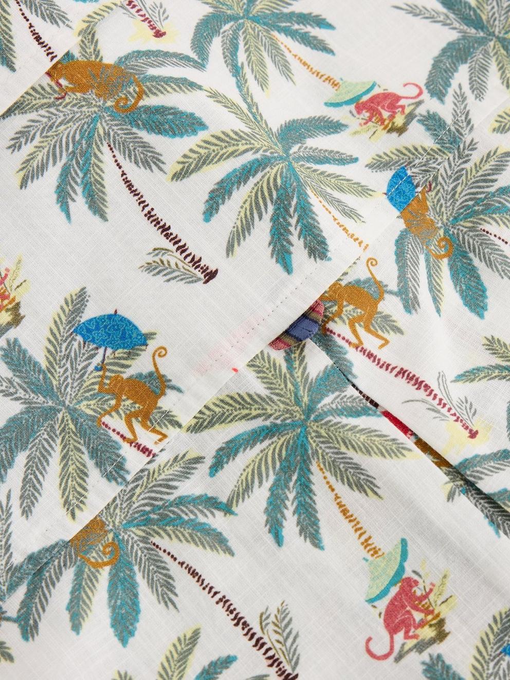 Hayle SS Monkey Print Shirt in WHITE PR - FLAT DETAIL