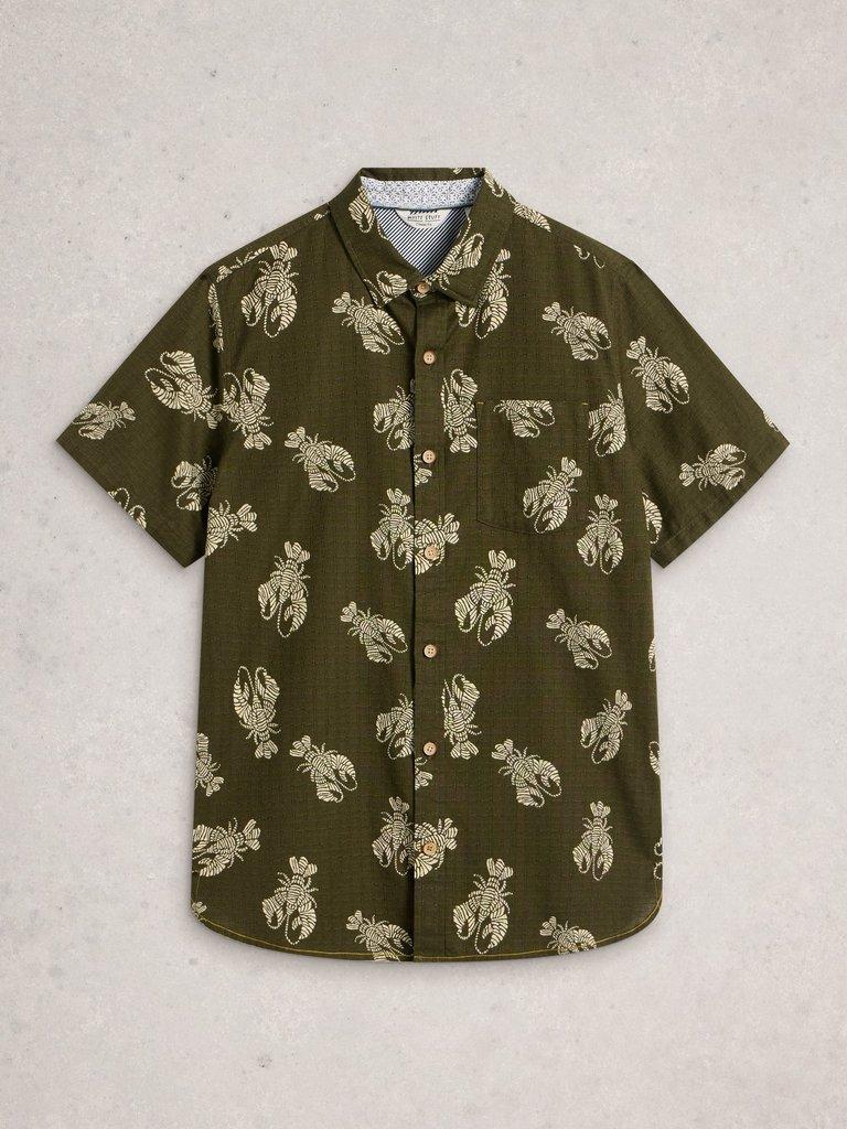 Finsbury SS Shrimp Print Shirt in GREEN PR - FLAT FRONT