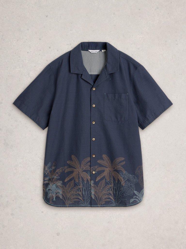 Hayle SS Border Print Shirt in NAVY PR - FLAT FRONT