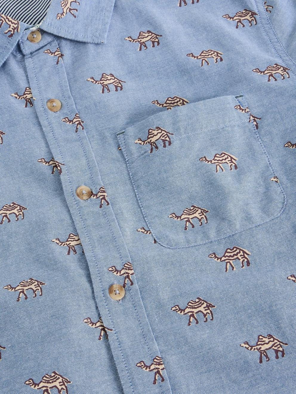 Finsbury SS Camel Print Shirt in BLUE PR - FLAT DETAIL
