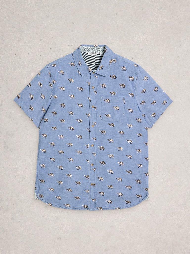 Finsbury SS Camel Print Shirt in BLUE PR - FLAT FRONT