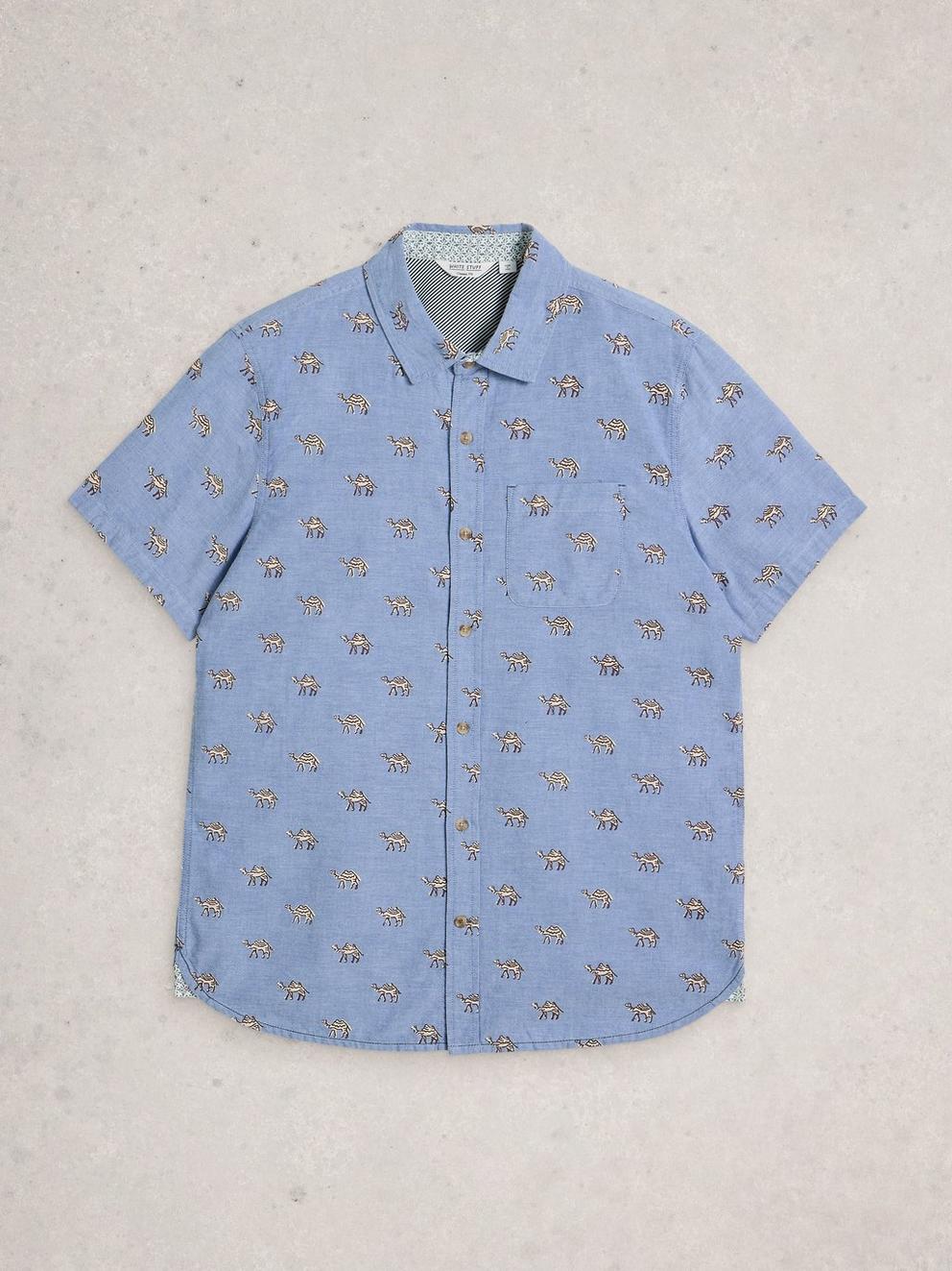 Finsbury SS Camel Print Shirt in BLUE PR - FLAT FRONT