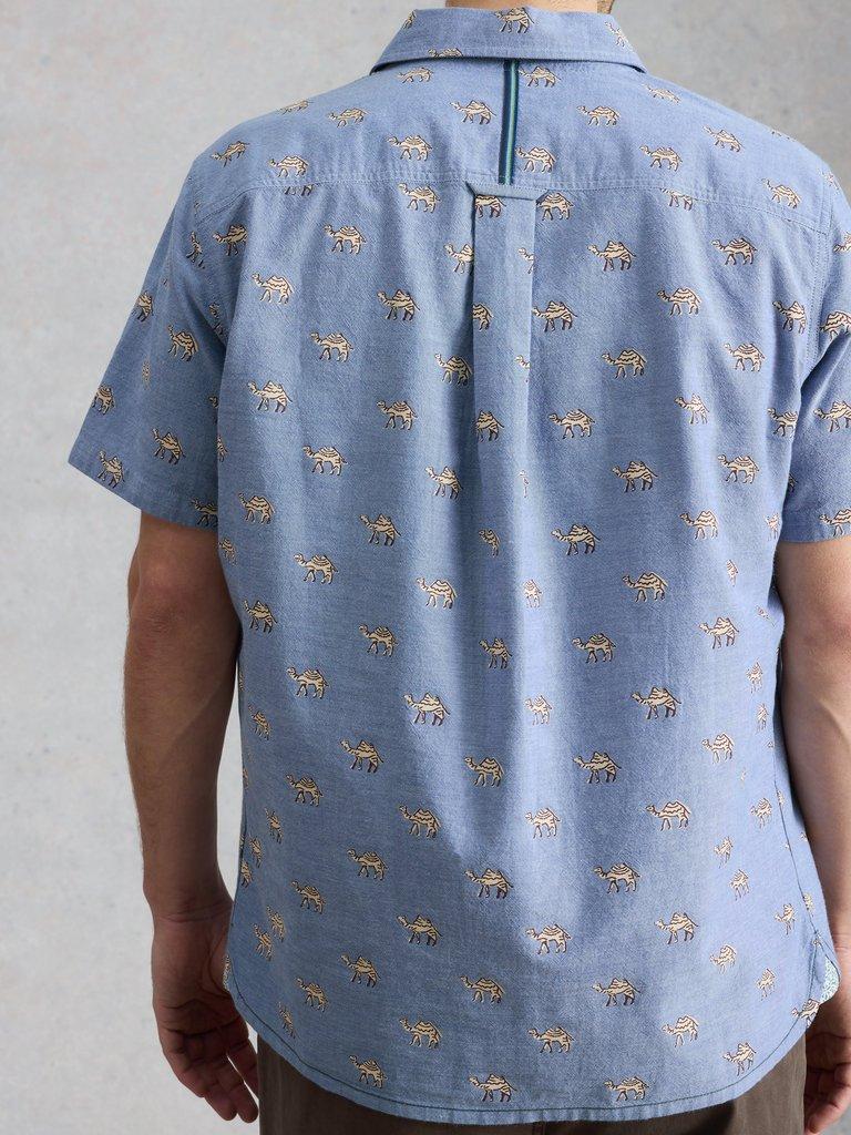Finsbury SS Camel Print Shirt in BLUE PR - MODEL BACK