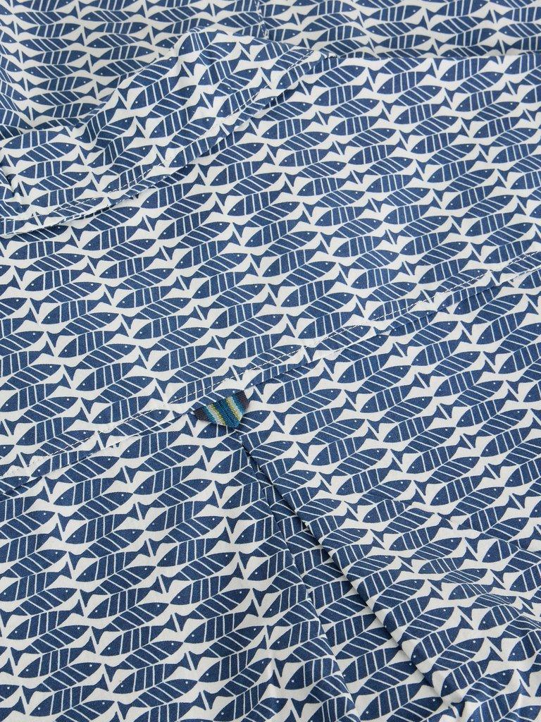 Hayle SS Fish Print Shirt in NAVY PR - FLAT DETAIL