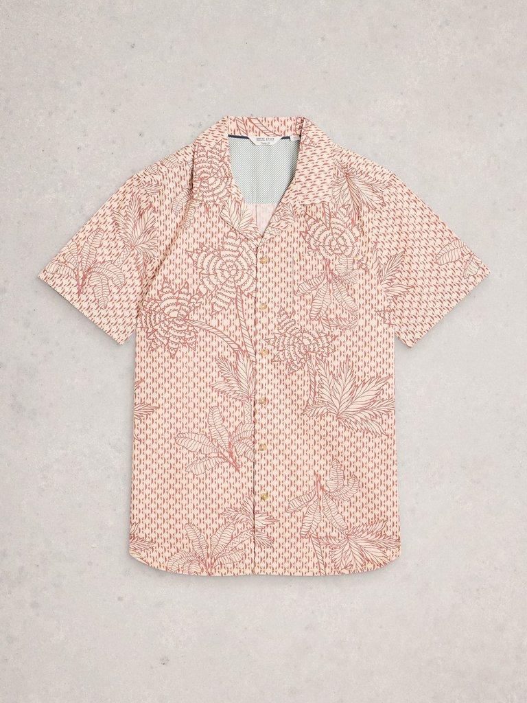 Hayle SS Palm Geo Print Shirt in PINK PR - FLAT FRONT