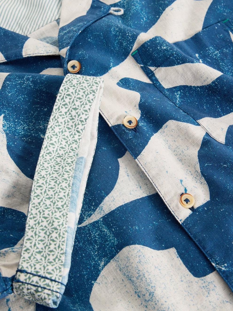 Hayle SS Abstract Print Shirt in BLUE PR - FLAT DETAIL