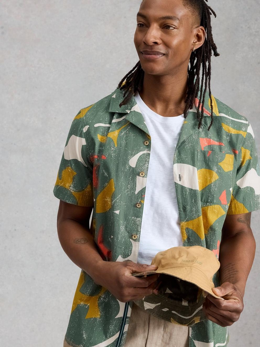 Hayle SS Abstract Print Shirt in GREEN PR - LIFESTYLE