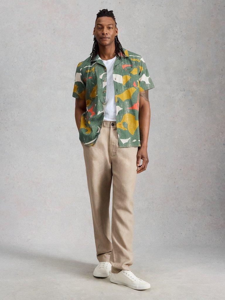 Hayle SS Abstract Print Shirt in GREEN PR - MODEL FRONT