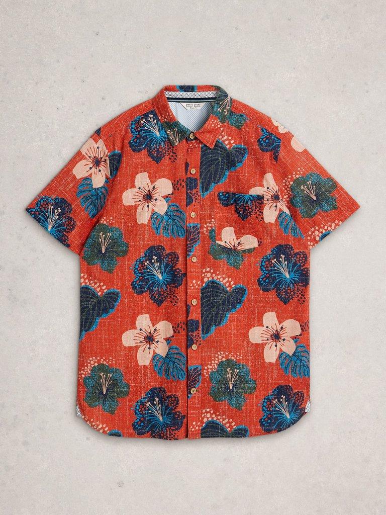 Finsbury SS Tropic Print Shirt in RED PR - FLAT FRONT