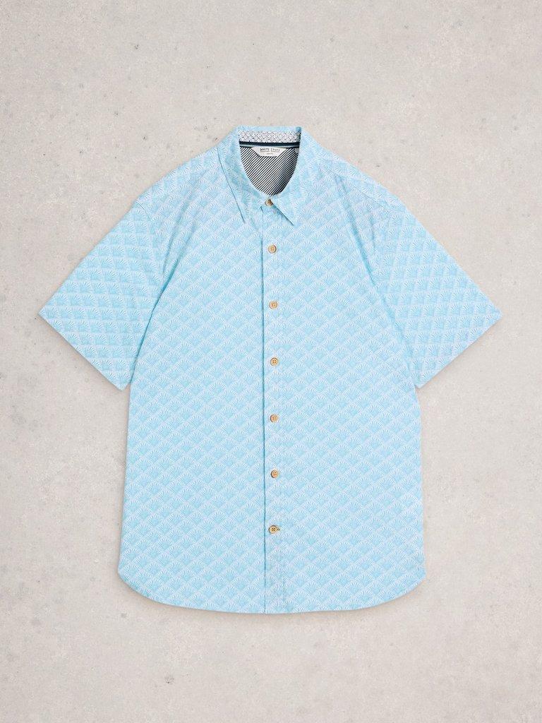 Salcombe SS Shell Print Shirt in BLUE PR - FLAT FRONT
