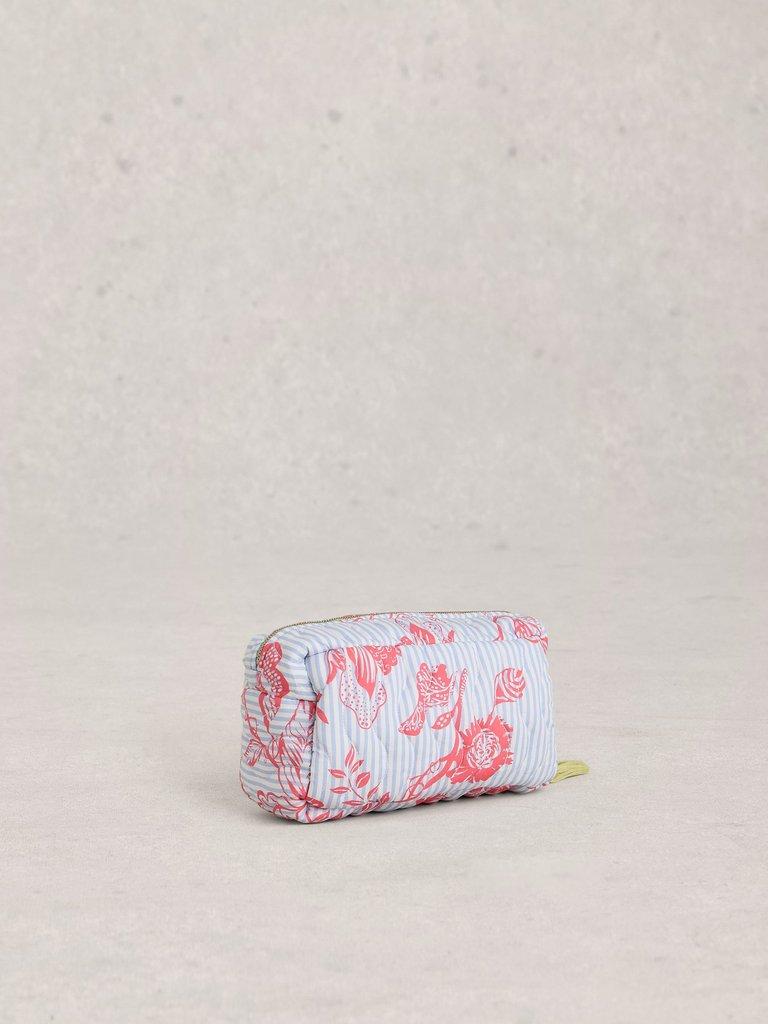 Shelby Quilted Zip Wash Bag in BLUE PR - FLAT BACK