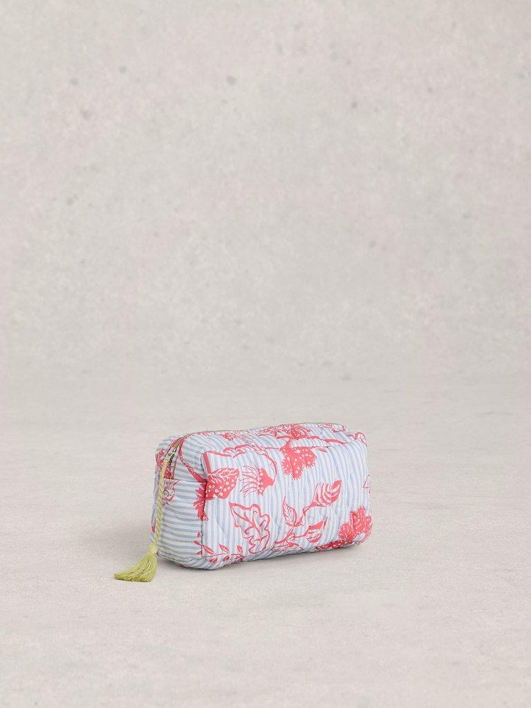 Shelby Quilted Zip Wash Bag in BLUE PR - FLAT FRONT
