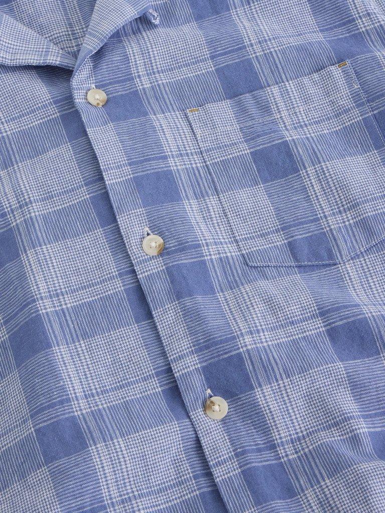 Hayle Linen Cotton Check Shirt in BLUE MLT - FLAT DETAIL