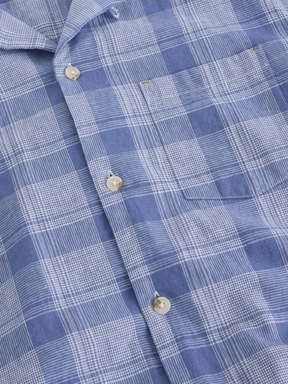 Hayle Linen Cotton Check Shirt in BLUE MLT - FLAT DETAIL