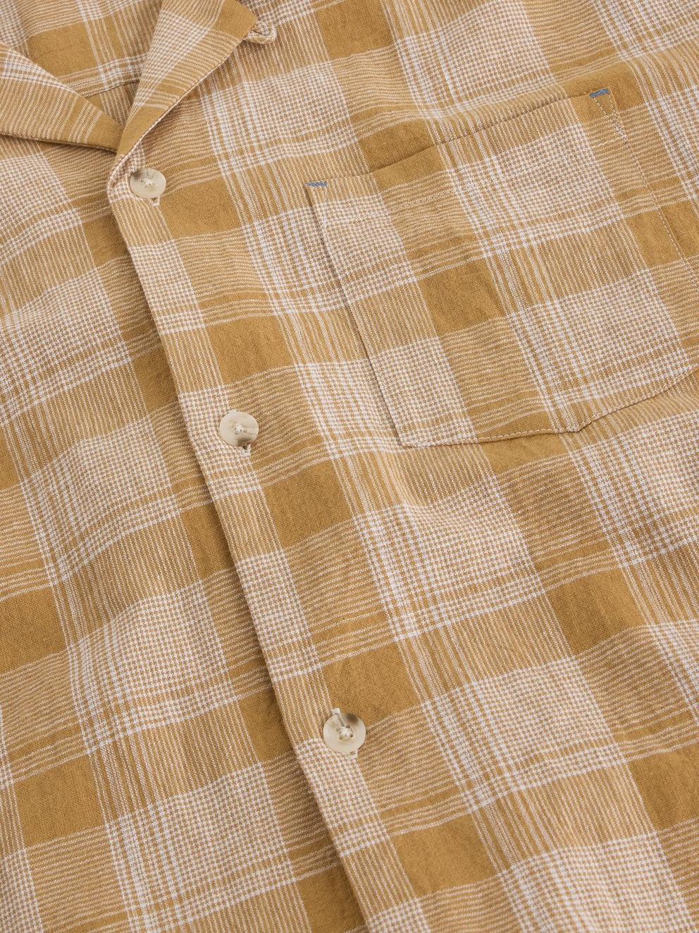 Hayle Linen Cotton Check Shirt in YELLOW MLT - FLAT DETAIL