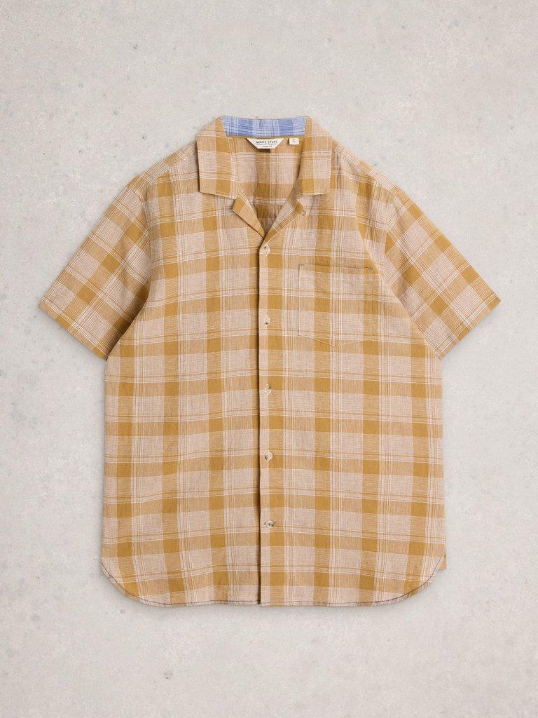 Hayle Linen Cotton Check Shirt in YELLOW MLT - FLAT FRONT