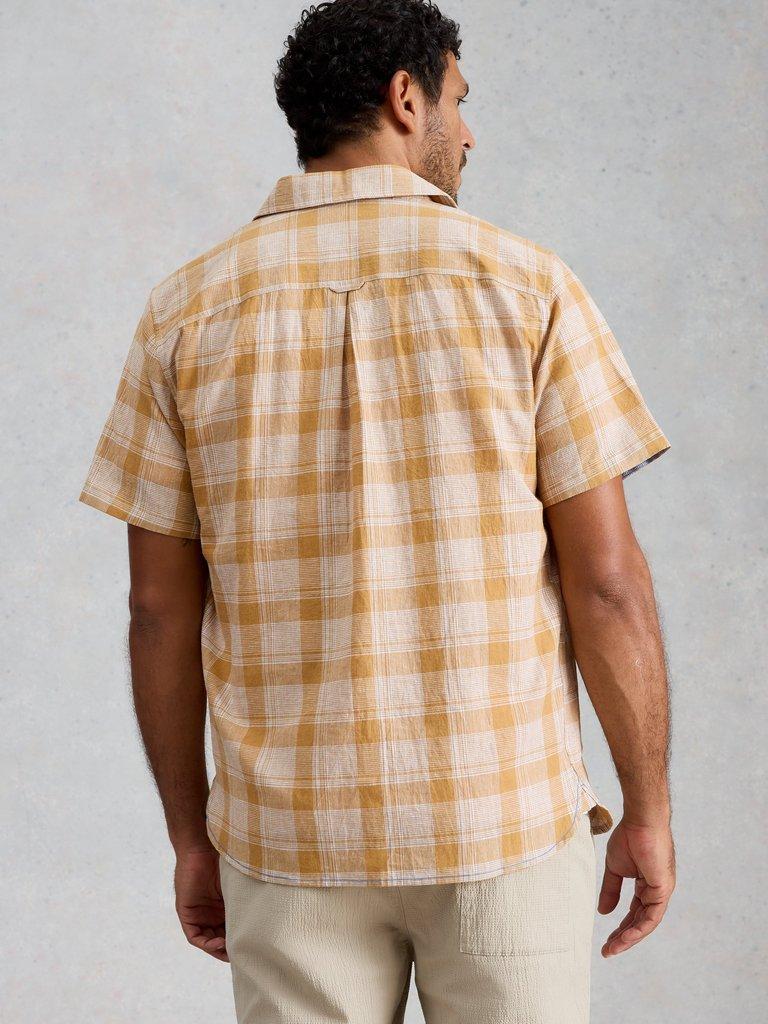 Hayle Linen Cotton Check Shirt in YELLOW MLT - MODEL BACK