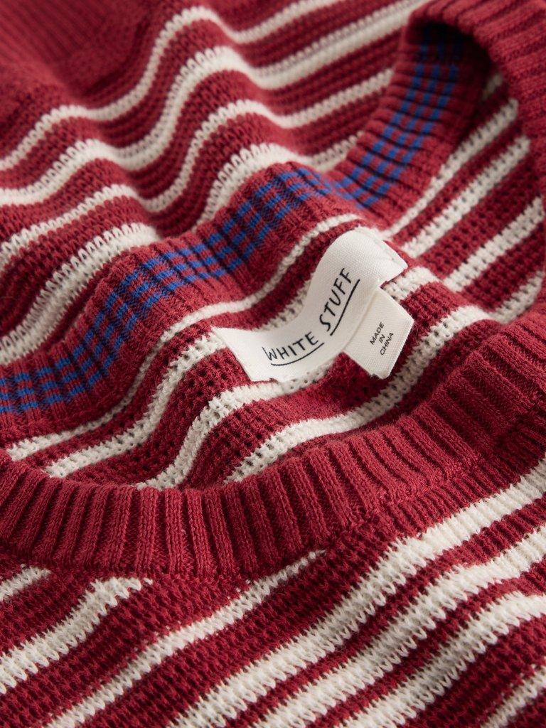 Attadale Crew Neck Thin Stripe in RED MLT - FLAT DETAIL